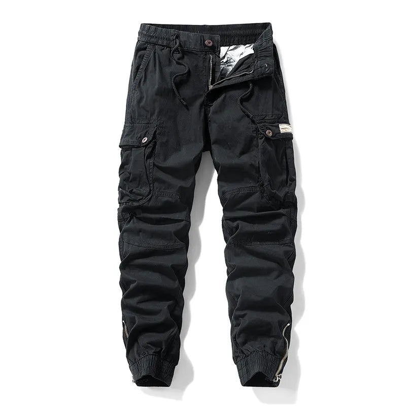 Men's Pants - Versatile Functional Cargo Pants for Men, Drawstring Cuffs, Multiple Pockets, Retro Outdoor Casual Style