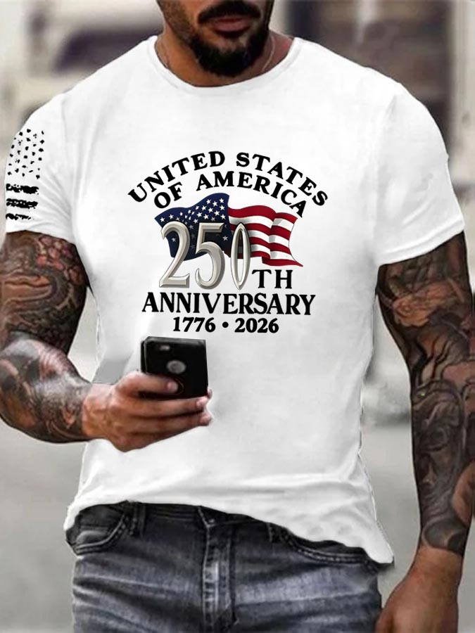 United States 250th Anniversary 1776-2026 Pattern 100% Cotton T-Shirt