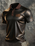 Men's Retro Patriotic Color-Block Short-Sleeve Polo Shirt