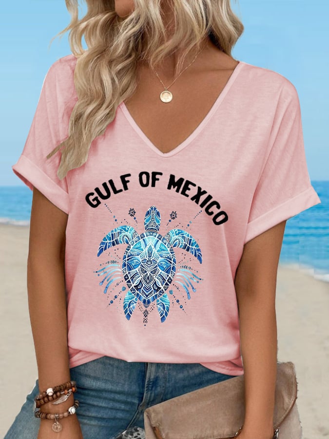 Women's Gulf of Mexico turtle print T-shirt
