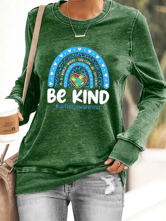 Women's Autism Awareness Printed Casual Sweatshirt
