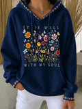 Women'S Casual Floral Faith Hoodie