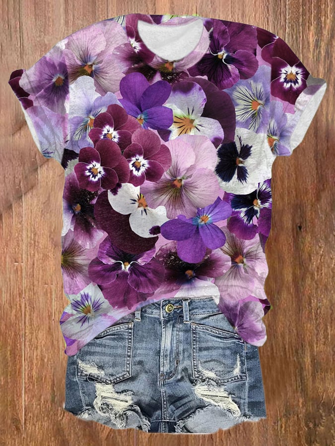 Women's Floral Print Casual T-Shirt