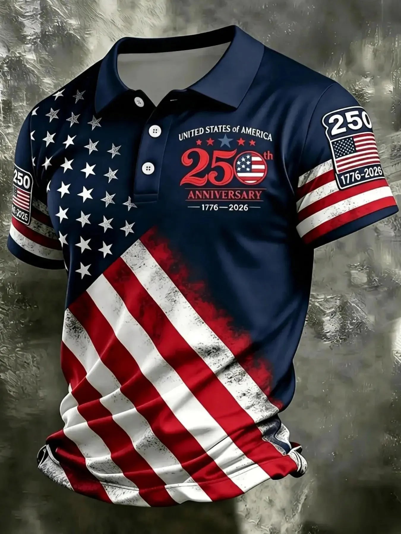 250th Anniversary Patriotic American Flag Polo Shirt