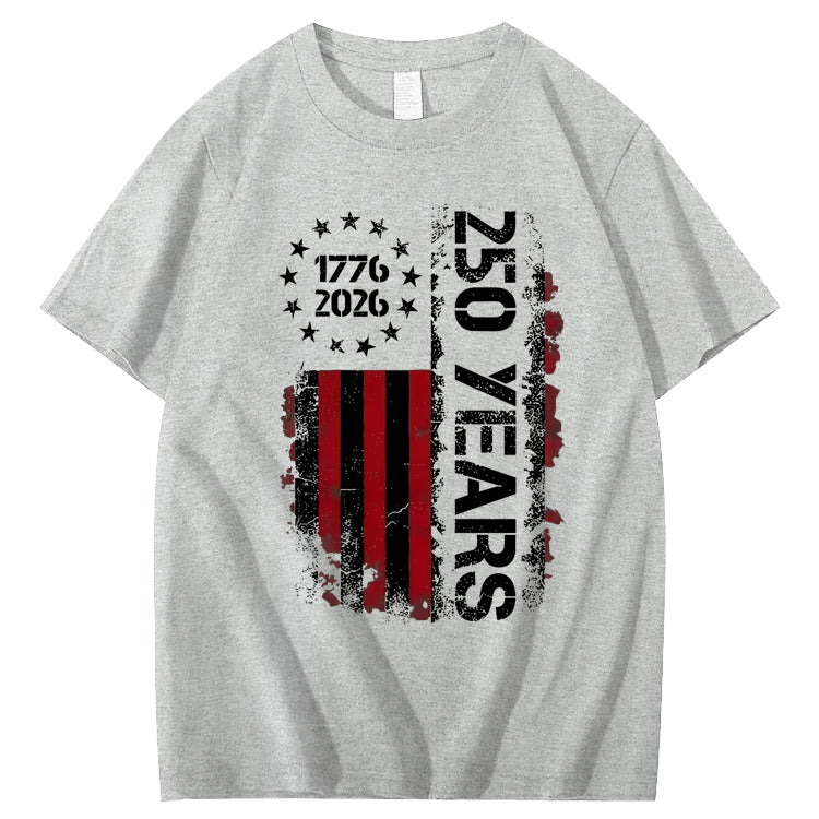 250 Years Anniversary USA Shirts Mens 250th American Flag 100% Cotton T-Shirt