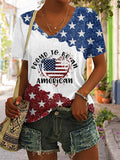 Women's Proud To Be An American Print Casual T-Shirt