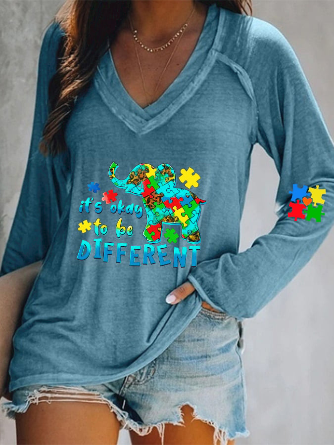 Women's It's Ok To Be Different V-neck T-shirt