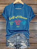 Women's Gulf of Mexico Print V-Neck T-Shirt