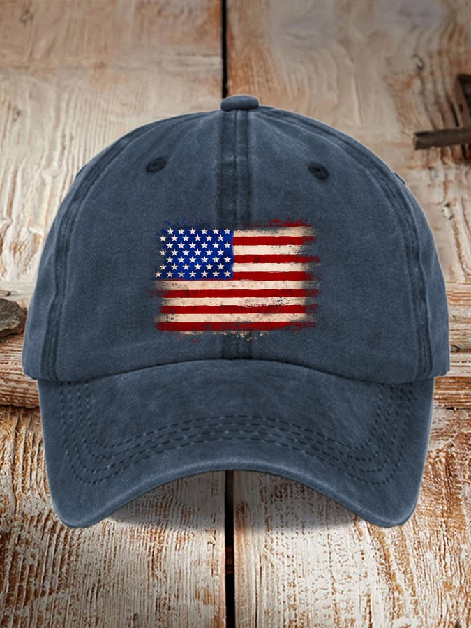 Unisex Distressed Washed Cotton Print Hat