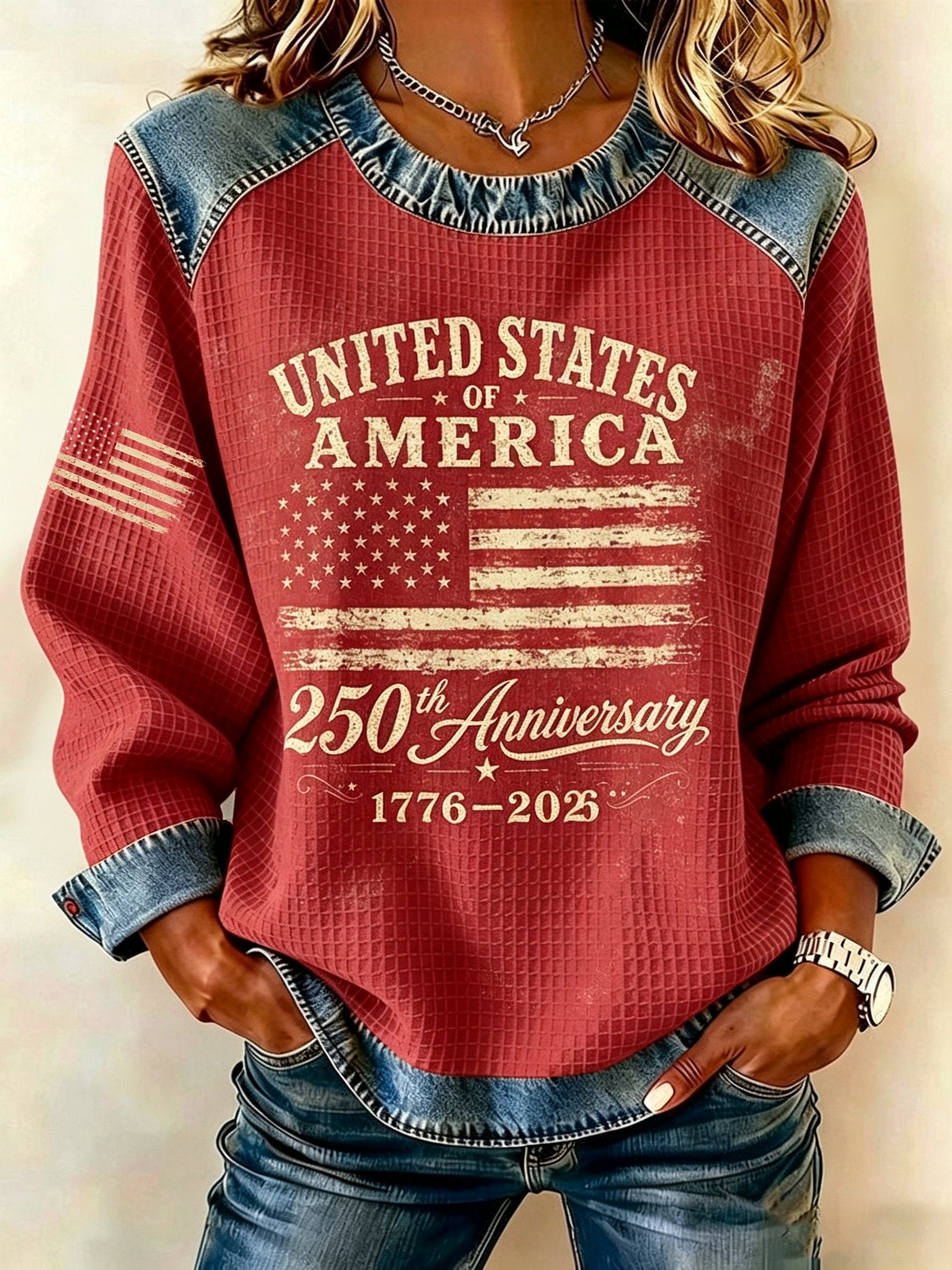 Women's USA 1776-2026 Freedom Print Casual Top