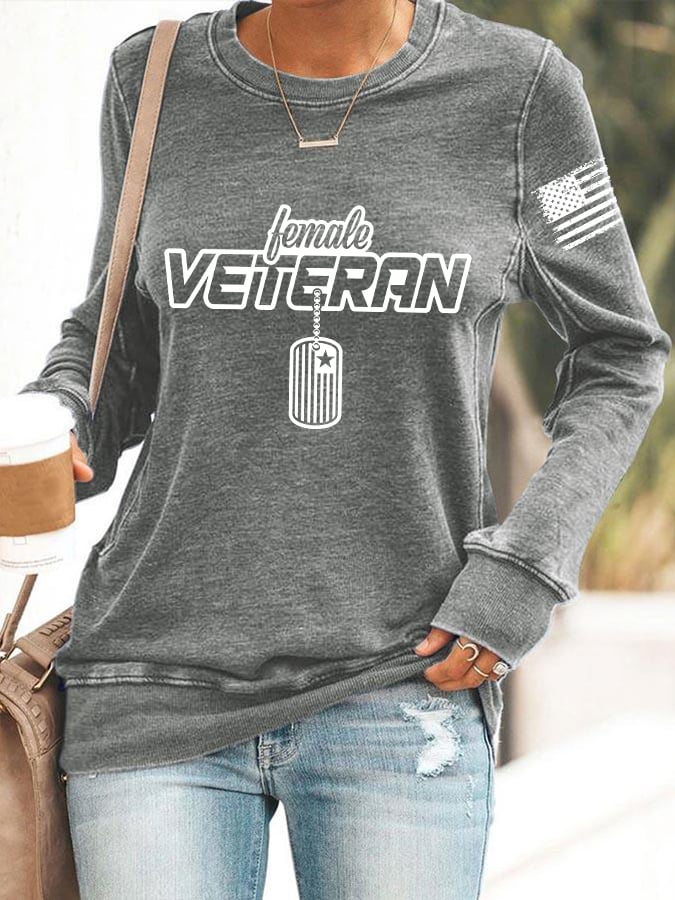 Women's "Female Veteran" Print Sweatshirt