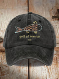 Retro Gulf Of Mexico 1550 Printed Baseball Cap