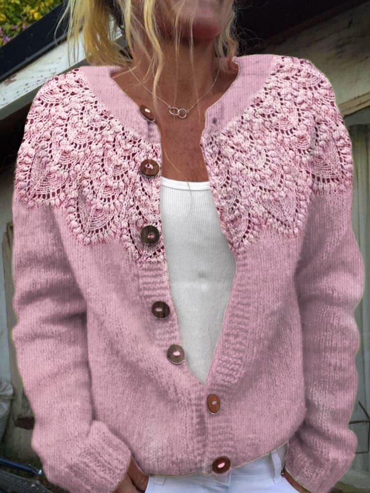 Women's Knitted Flower Sweater Cardigan