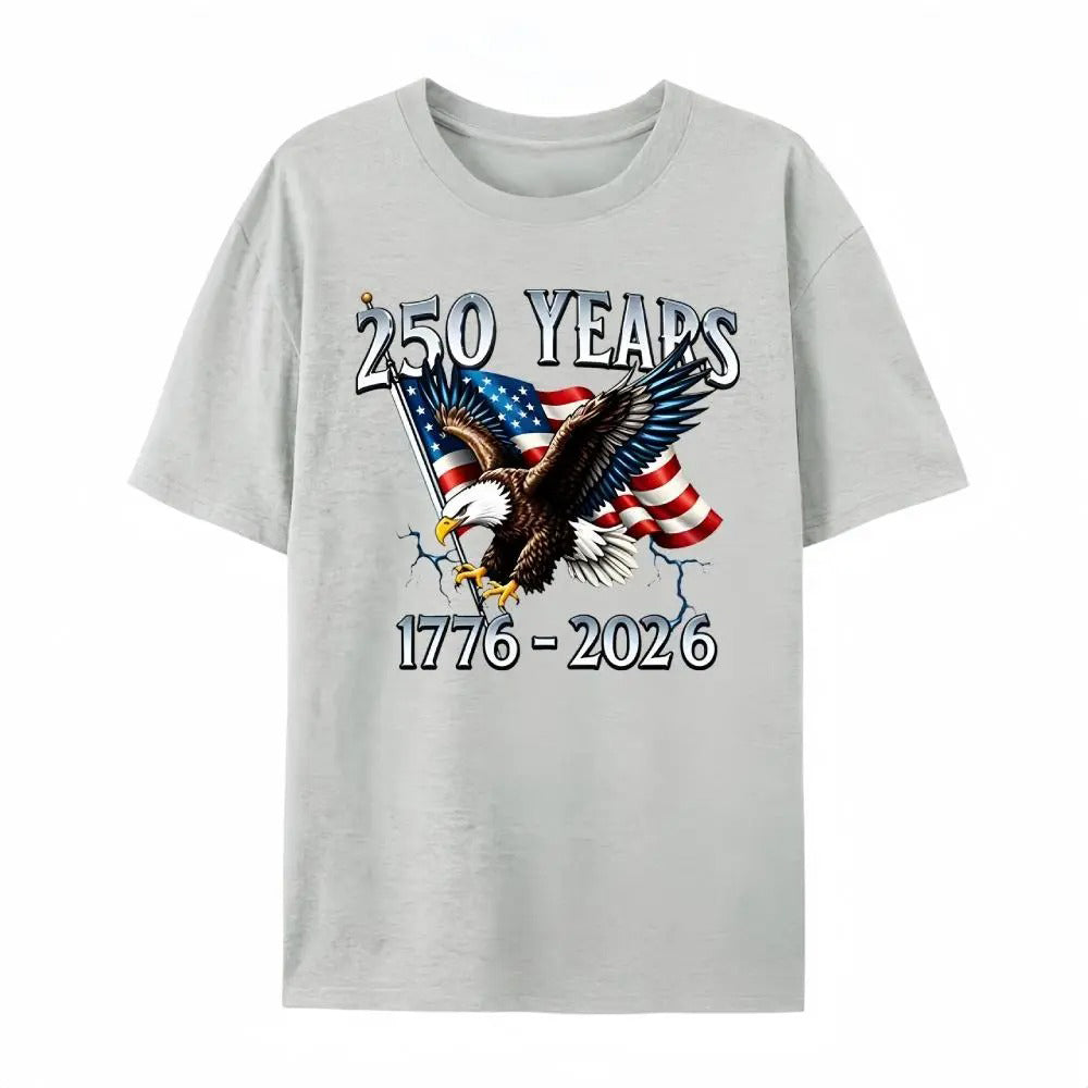 250 Years 1776- 2026 United States Flag 100% Cotton T-Shirt