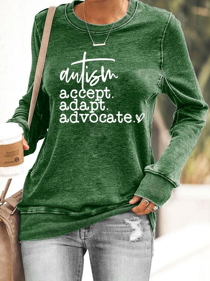 Women'S  Autism Awareness Print Casual Sweatshirt