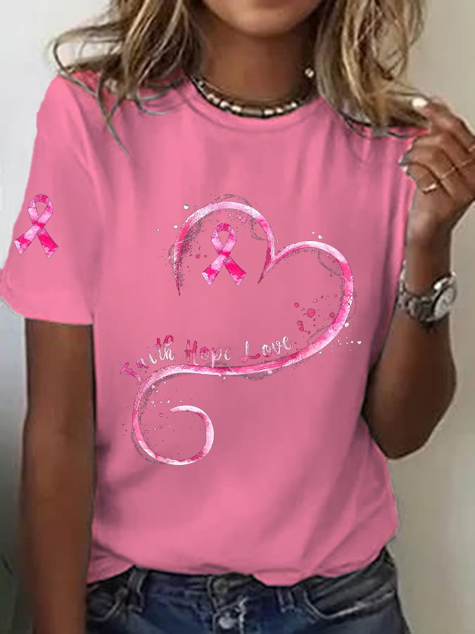 Women's Breast Cancer Awareness Printed T-Shirt