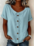 New Arrivals🔥 Women's Round-neck Short-sleeve Casual Loose Cotton-linen Tops