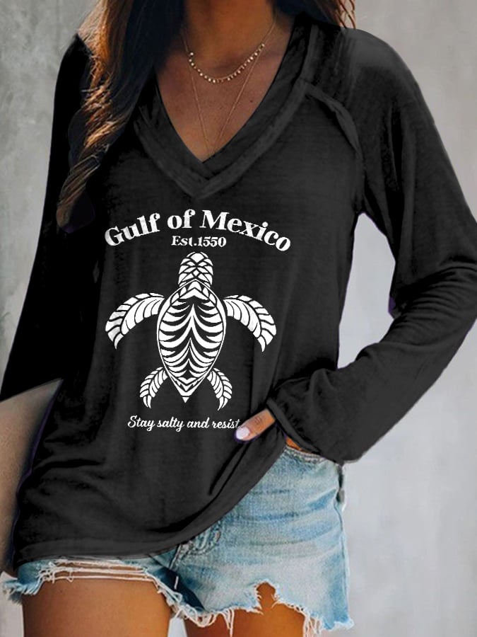 Women’s Retro Gulf Of Mexico Stay Salty And Resist Print T-Shirt