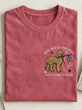 Unisex USA 250th Independence Day Puppy Print T-shirt