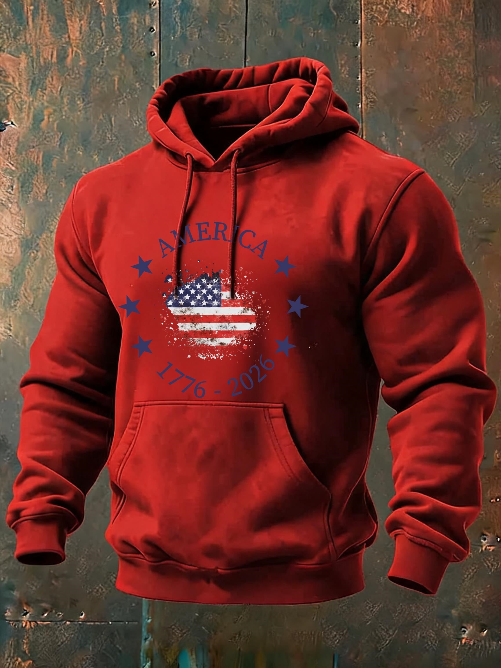 Independence Day Flag Print Cotton Hoodie