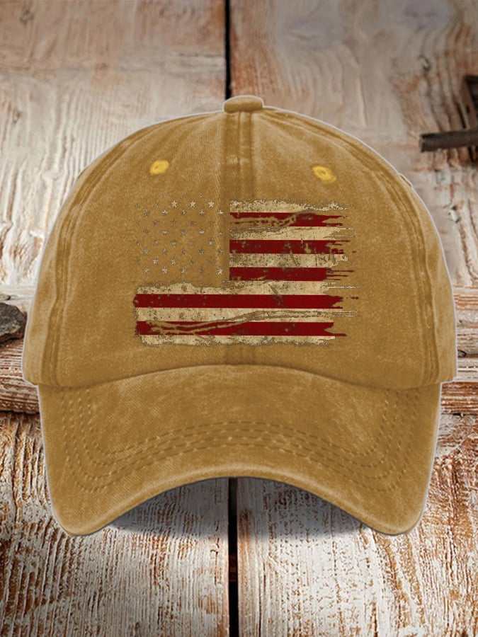 Unisex Distressed Washed Cotton Print Hat