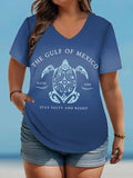 Women's Plus Size Gulf Of Mexico Print V-Neck T-Shirt