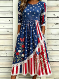 Women'S National Flag Floral Print Maxi Dress