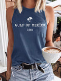 Women's Gulf Of Mexico Print Round Neck Tank Top