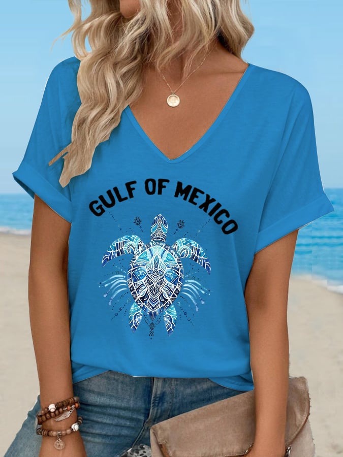 Women's Gulf of Mexico turtle print T-shirt