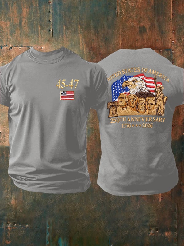 45-47 250th Anniversary 1776-2026 Pattern 100% Cotton T-Shirt