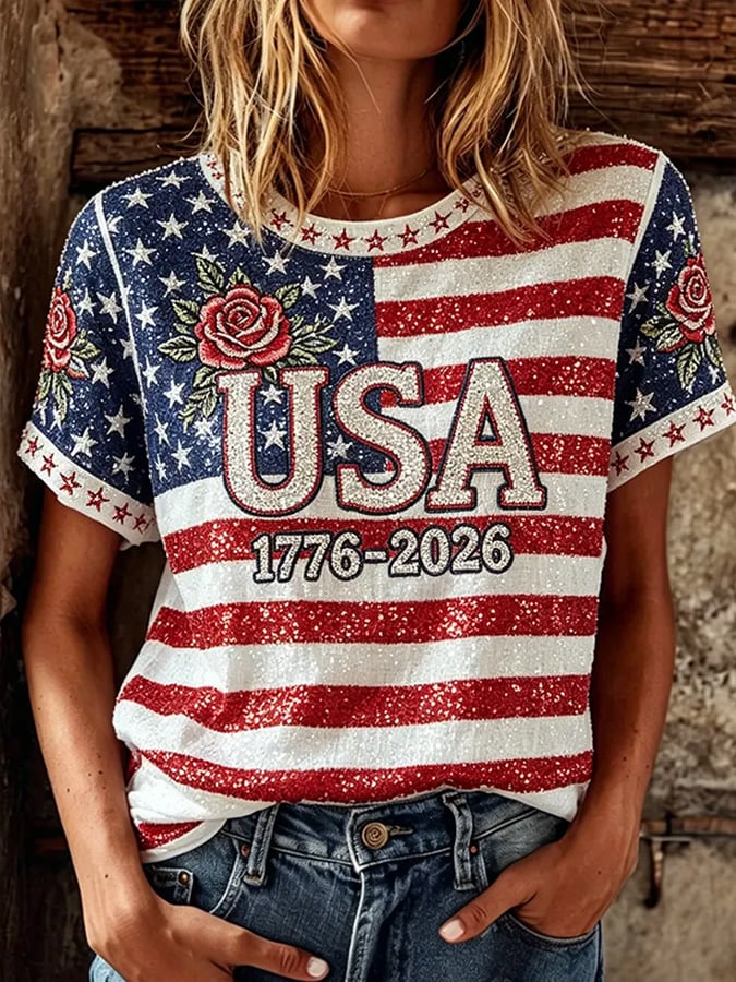 Women's Vintage Floral 250 Print Casual T-Shirt