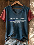 Women'S America Flag Print Casual T-Shirt