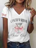 Women's Breast Cancer Awareness Cancer Warriors Social Club Print T-Shirt