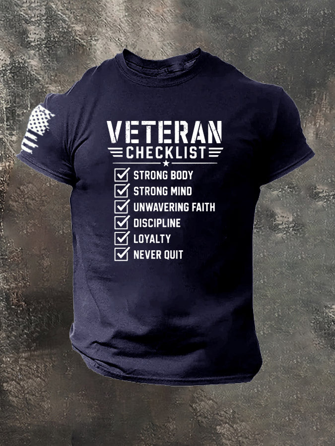 Veteran Checklist  Pattern 100% Cotton T-Shirt