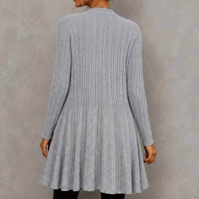 Elegant Knitted Long-sleeved Mid-length Cardigan