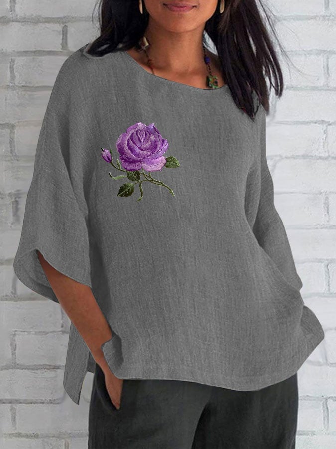 Women's Alzheimer's Purple Rose Casual Top