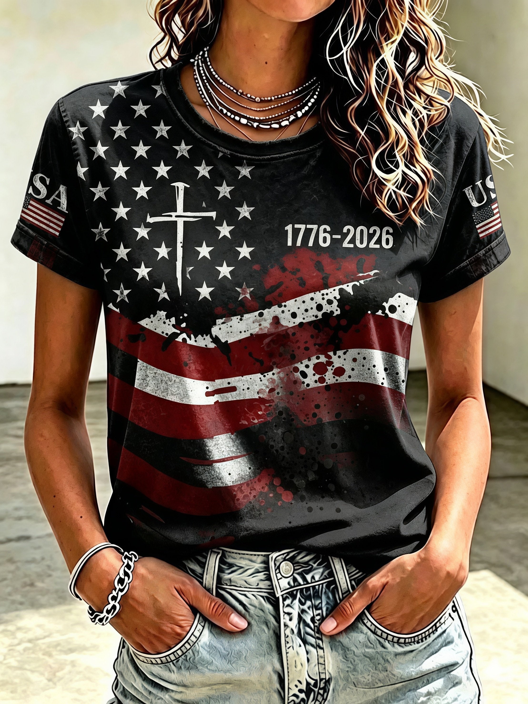 Women's USA 250th Anniversary Printed T-shirt