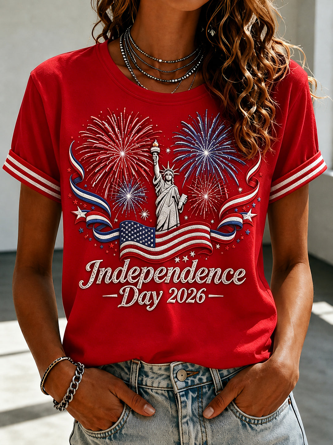 Women's  Casual American Independence Day Celebration T-Shirt