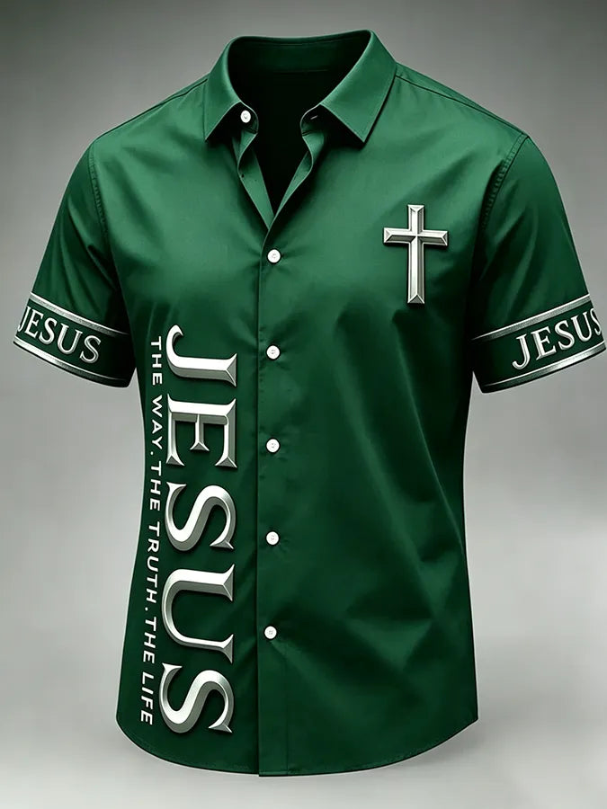 Men's Faith Cross Printed Casual Shirt
