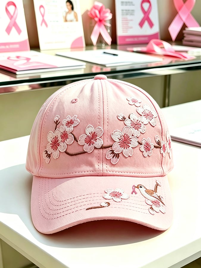 Pink Plaid Print Cap