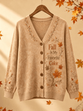 Women's Fall Patchwork Pumpkin Print Cardigan