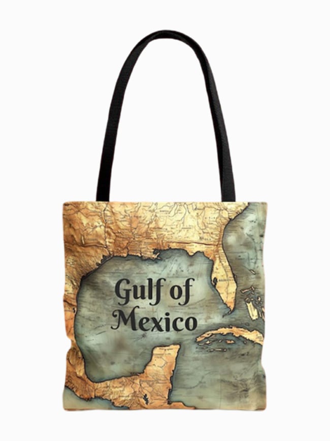 Gulf Of Mexico Map Printed Shoulder Bag Handbag