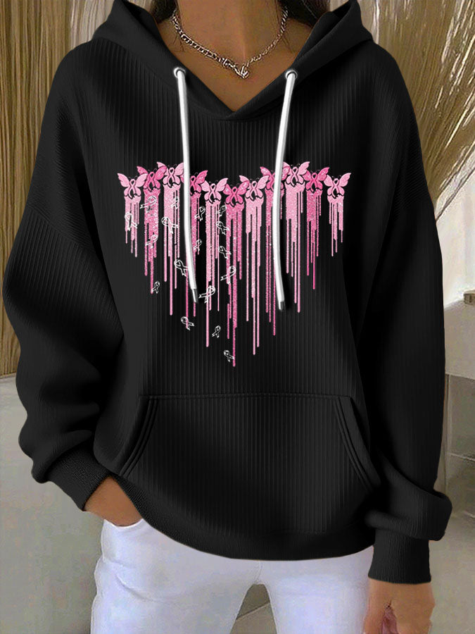 Women'S Breast Cancer Awareness Print Hoodie
