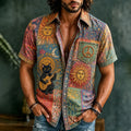 Men's Retro Hippie Patchwork Art Short Sleeve Shirt