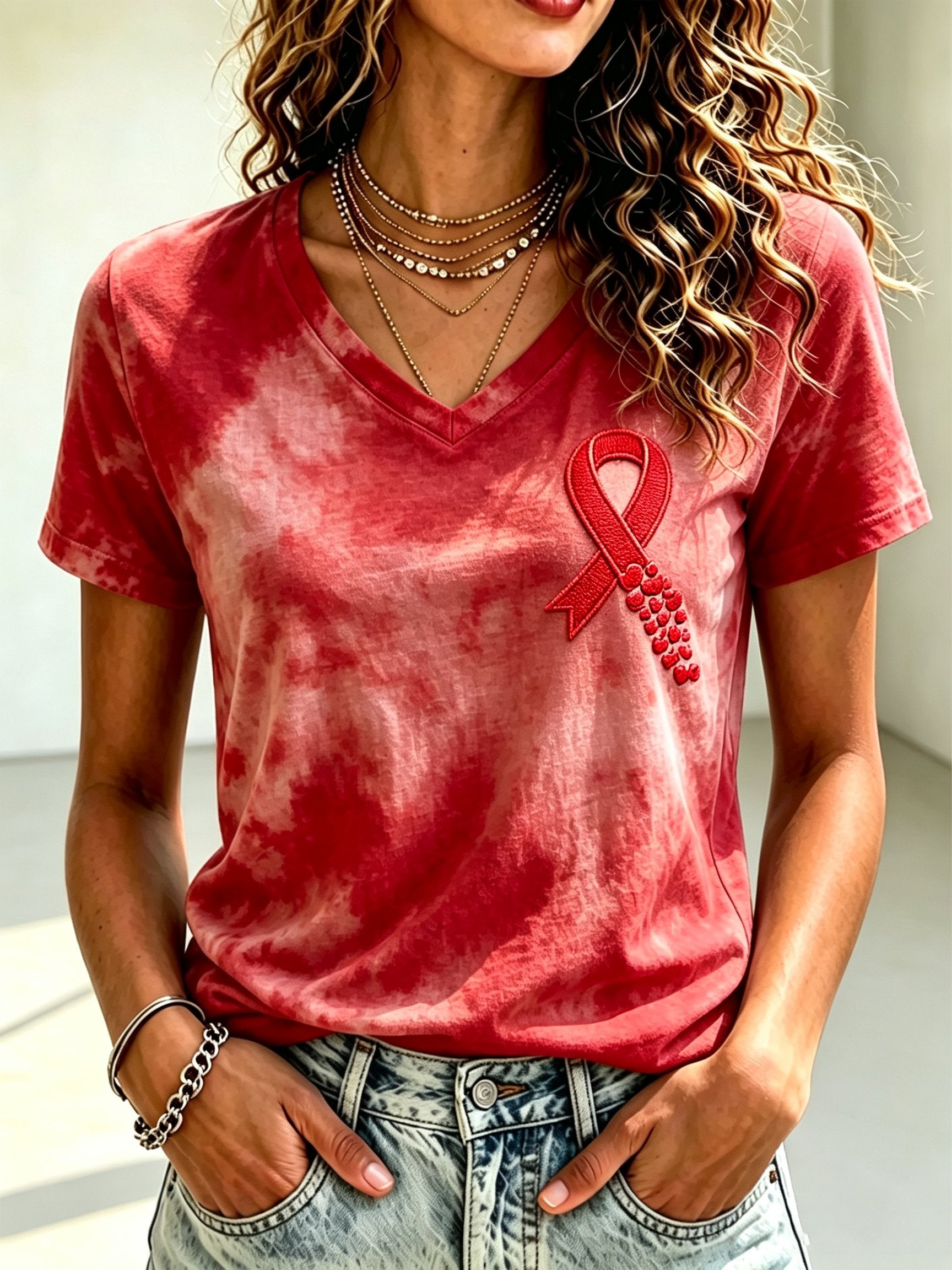 Women's Blood Cancer Awareness Print T-Shirt