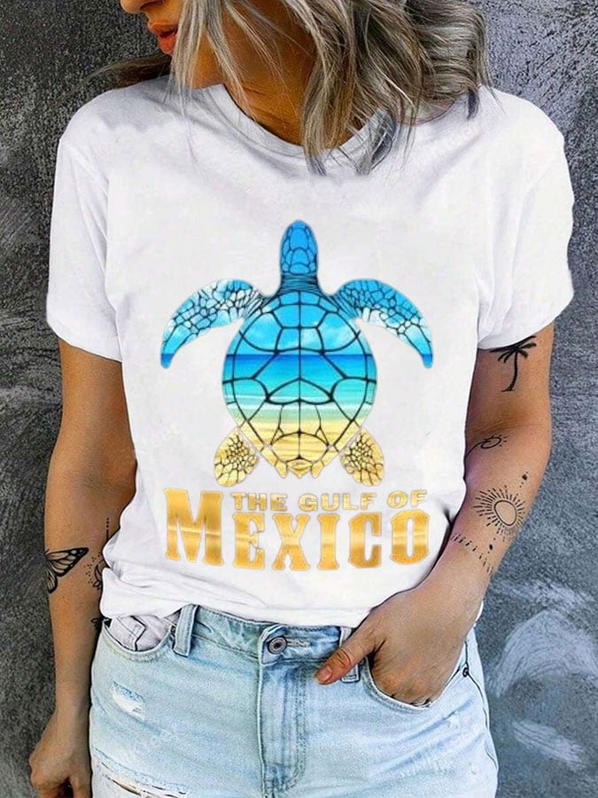 Women's Gulf of Mexico Print Round Neck T-Shirt