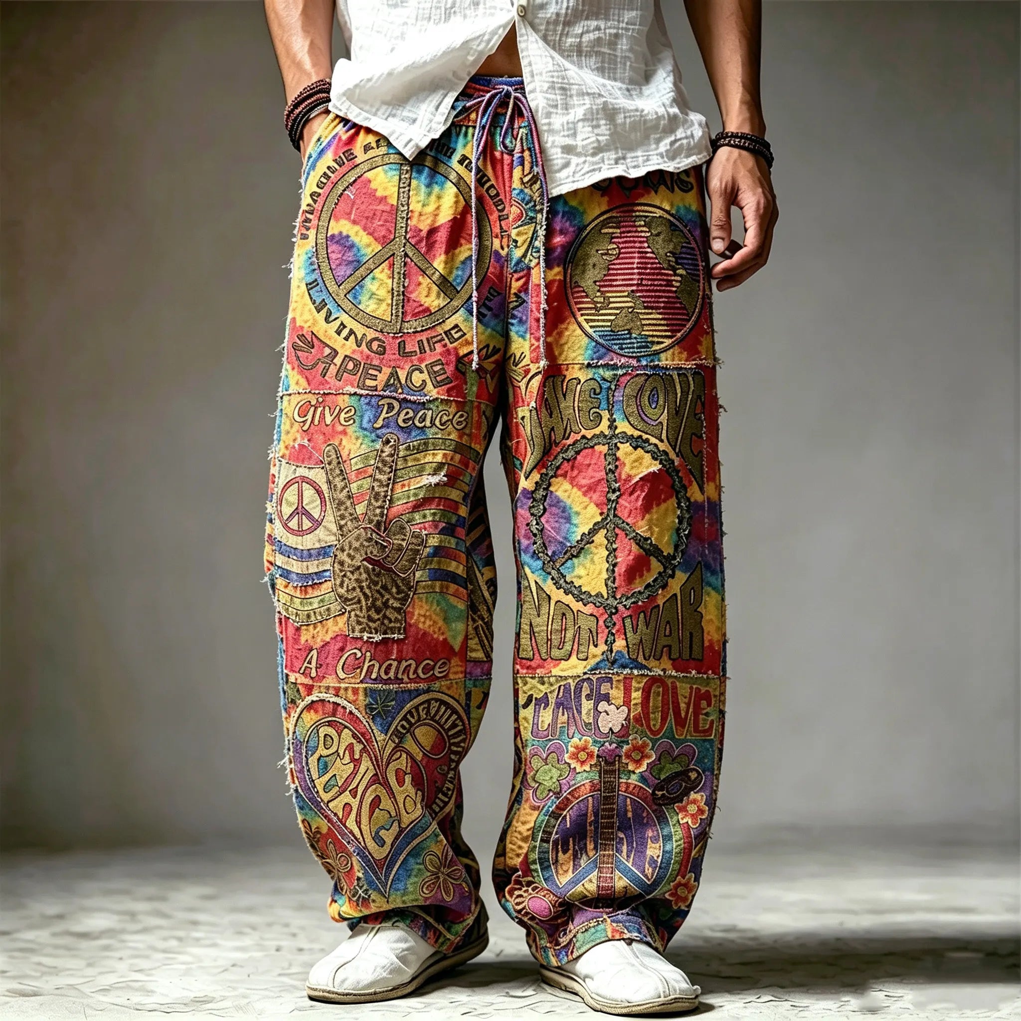Men's Retro Bohemian Hippie Style Printed Casual Pants