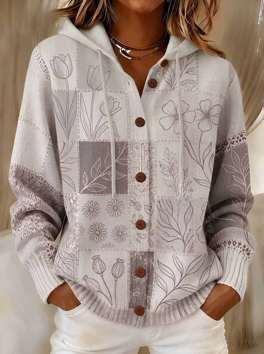 Women's Breast Cancer Awareness Pink Floral Patchwork Printed Cardigan