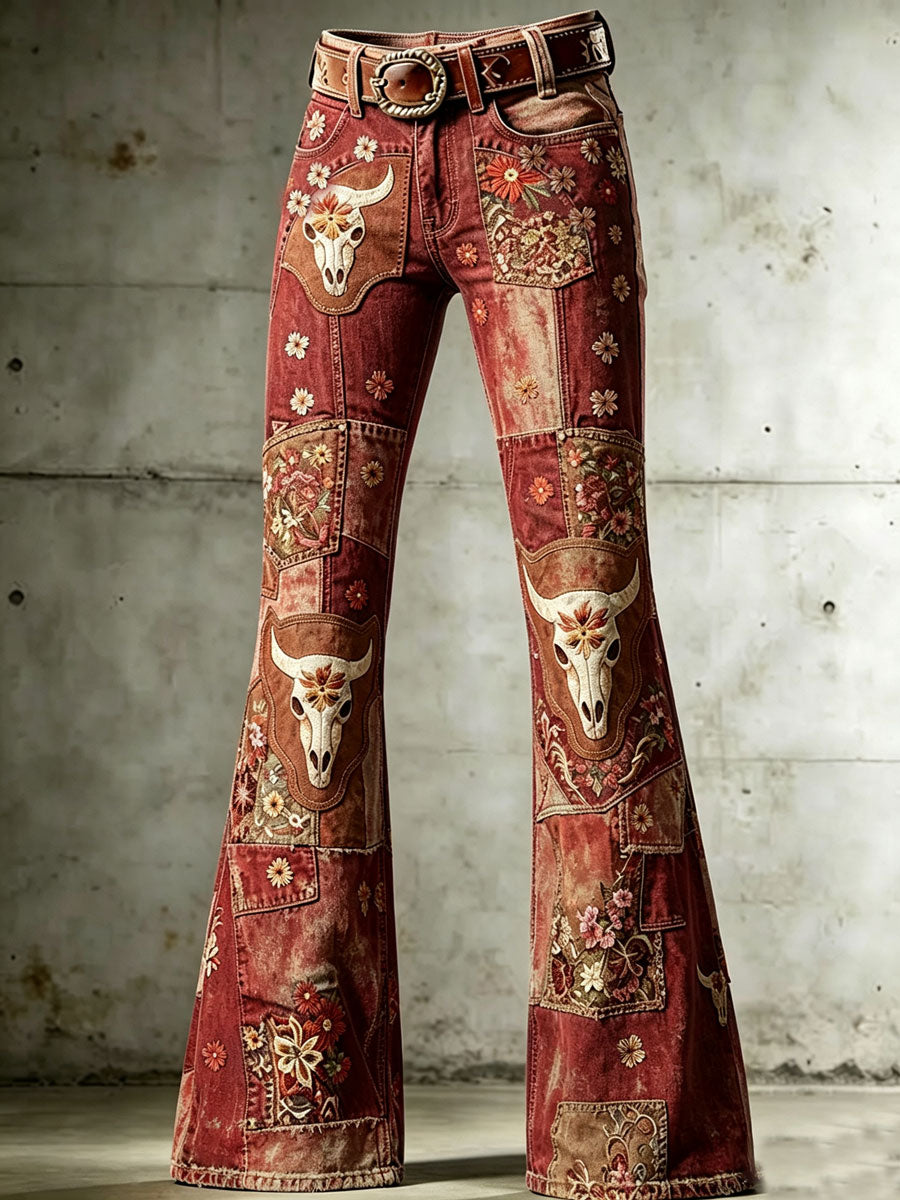 Ladies' Western Style Denim Trumpet Pants