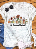 Women's Neurodiversity Is Beautiful Autism Awareness Print V-Neck T-Shirt